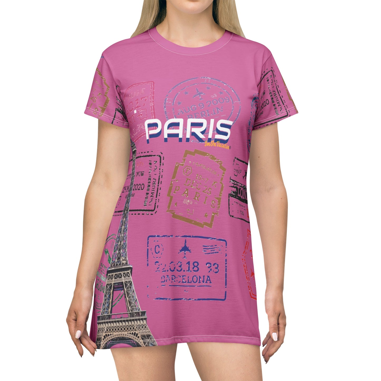 I.O.V-Paris LB Pink All Over Print T-Shirt Dress