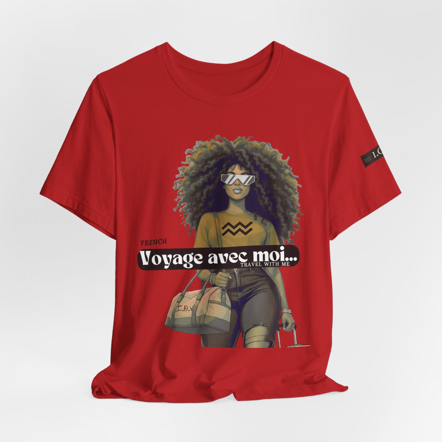 I.O.V-(Aquarius) Voyage Avec Moi Afro Travel Girl Graphic Tee