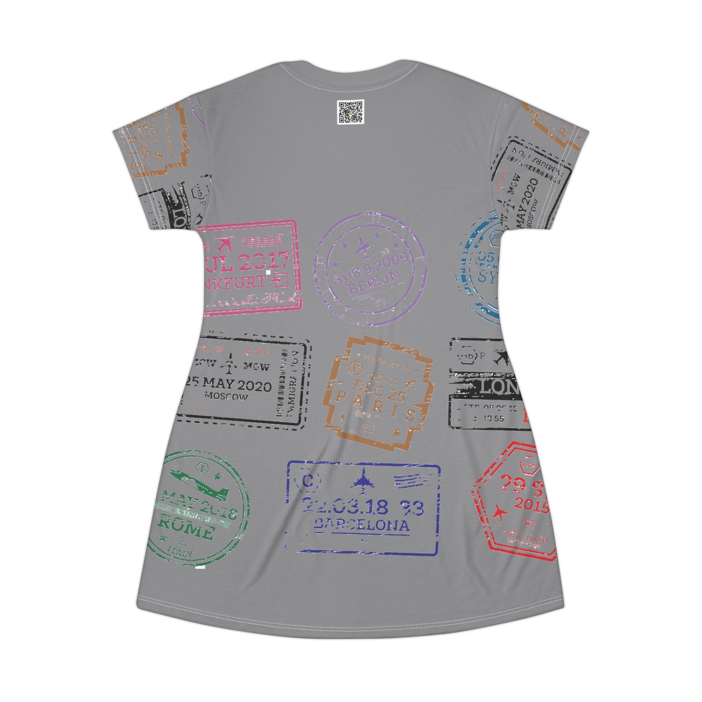 I.O.V-Paris LB Grey All Over Print T-Shirt Dress