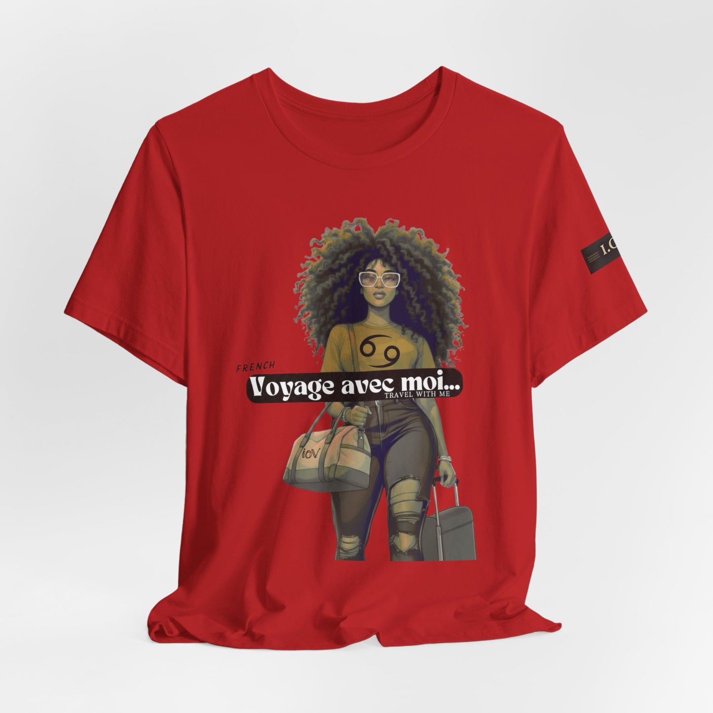 I.O.V-(Cancer) Voyage Avec Moi Afro Travel Girl Graphic Tee
