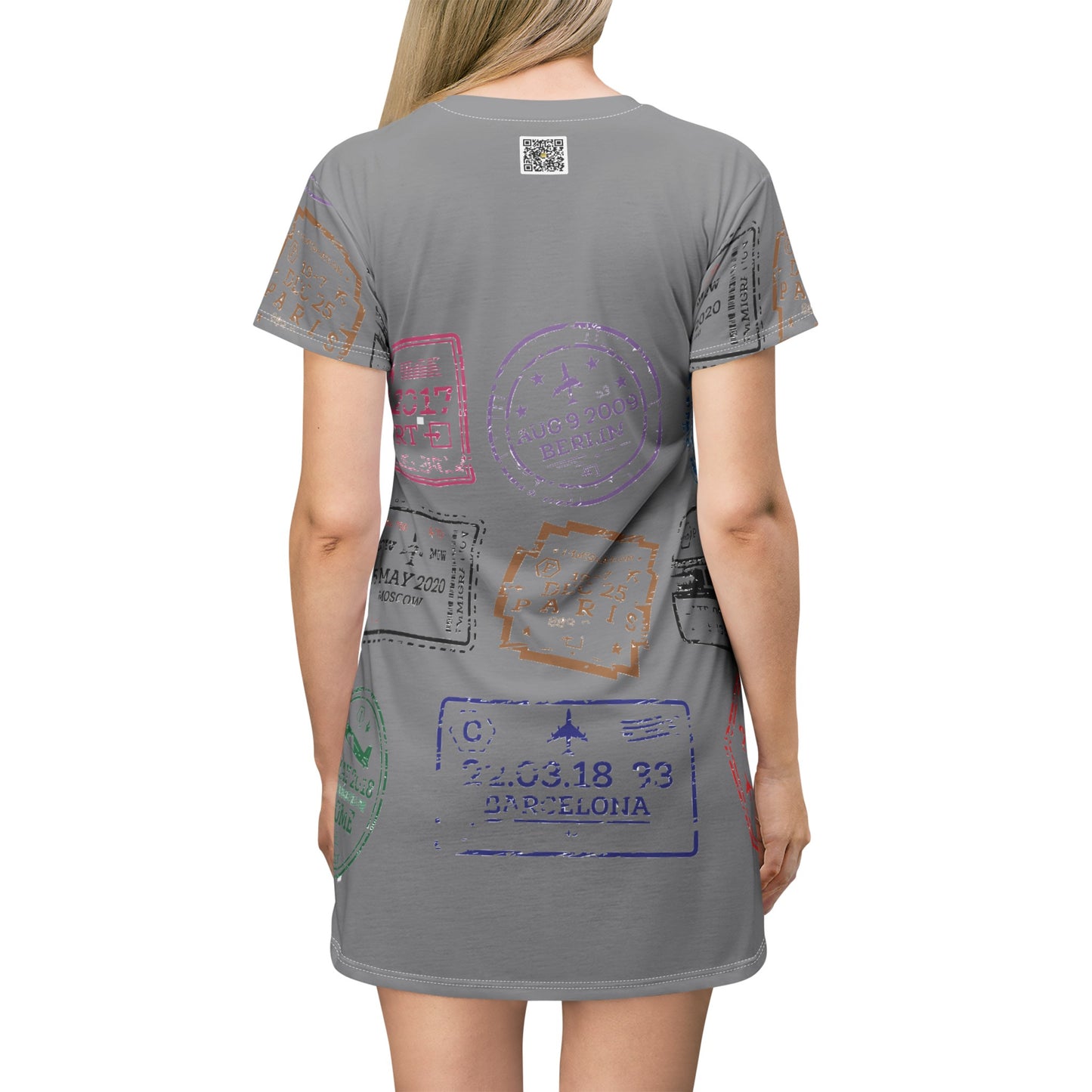 I.O.V-Paris LB Grey All Over Print T-Shirt Dress