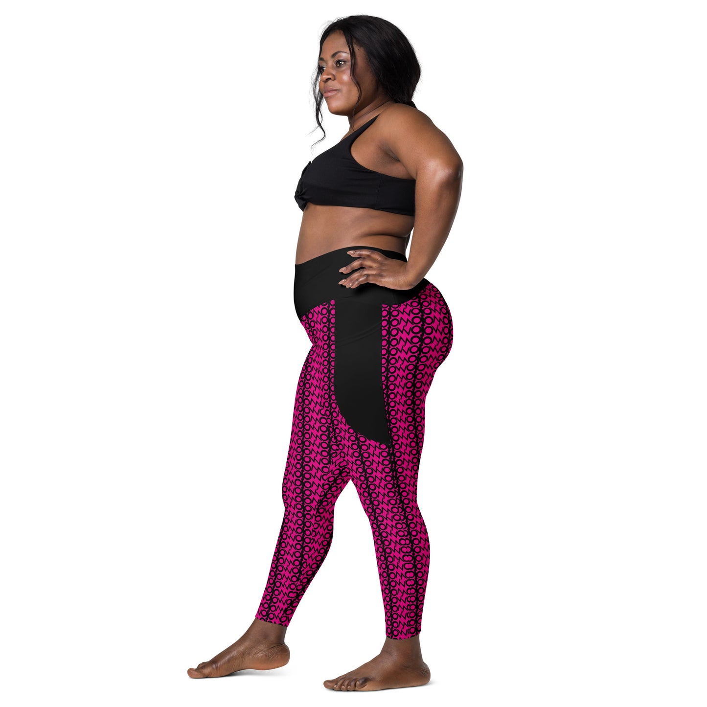 I.O.V-SPS23 Pink Abstract Leggings with pockets