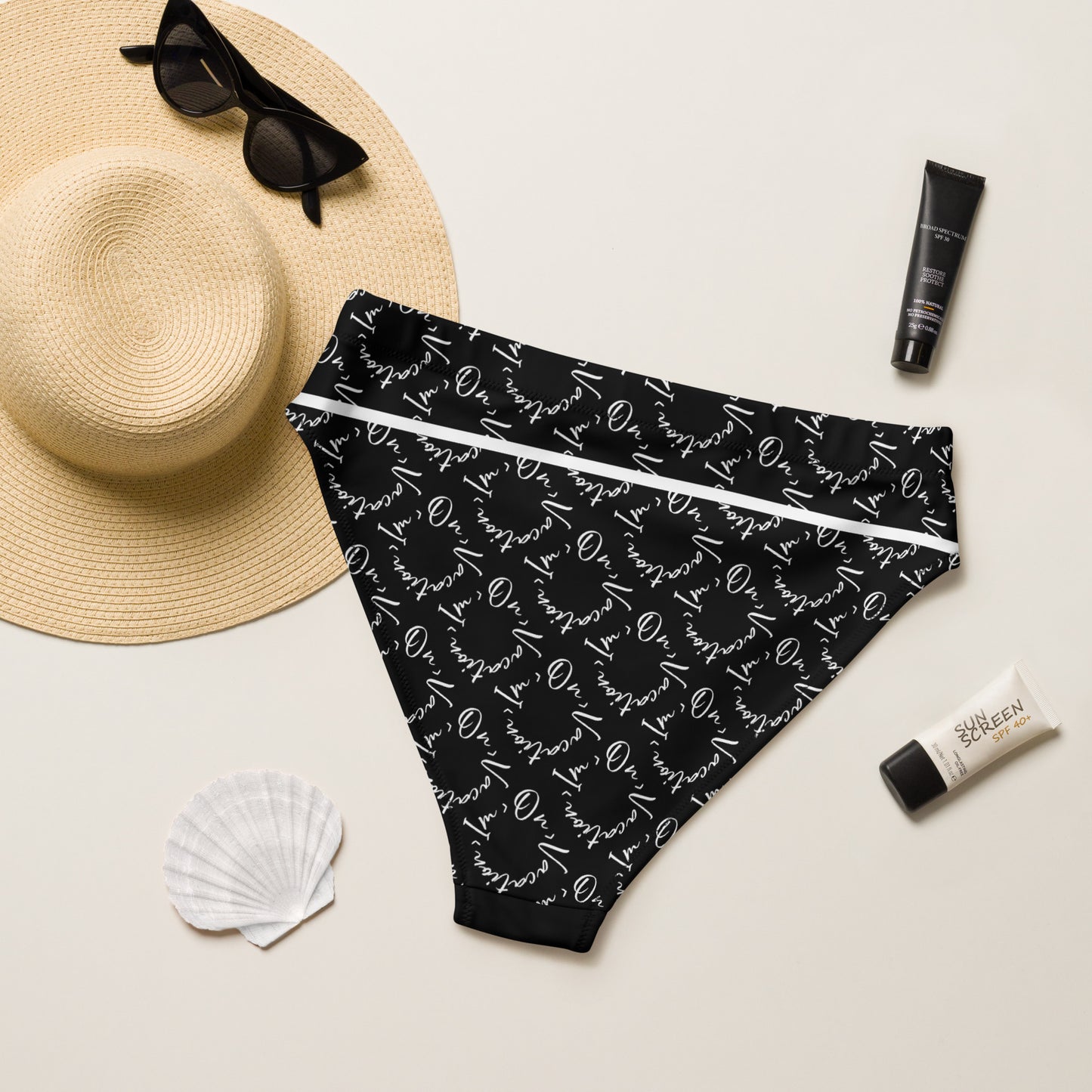 I.O.V-SPS24 B&W Recycled high-waisted bikini bottom