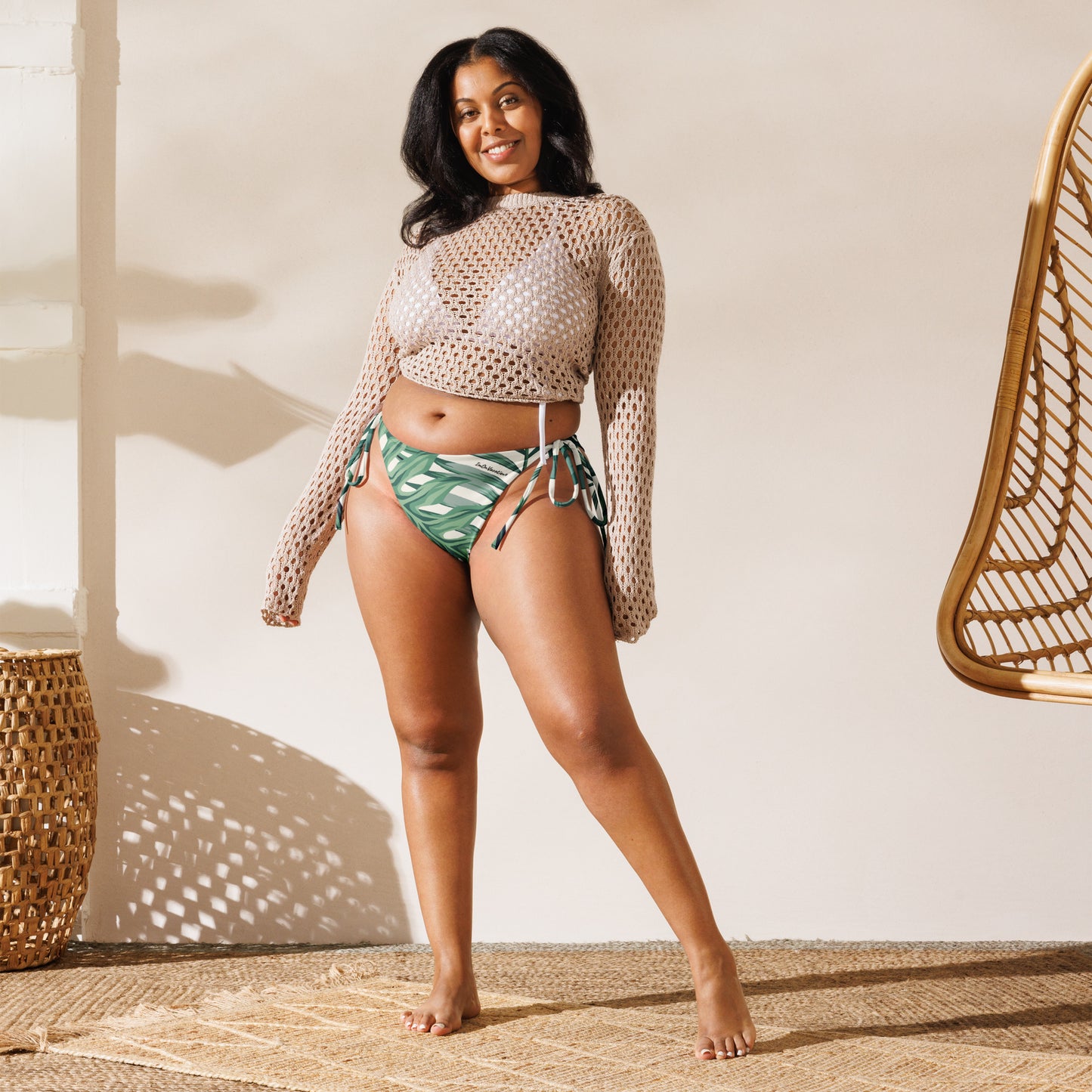 I.O.V-SPS24 Tropics All-over print recycled string bikini bottom
