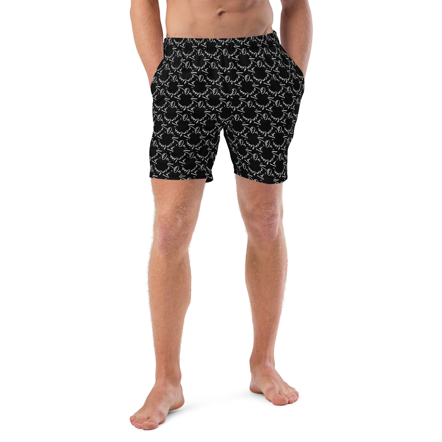I.O.V-SPS24 Royalty B&W All-Over Print Recycled Swim Trunks