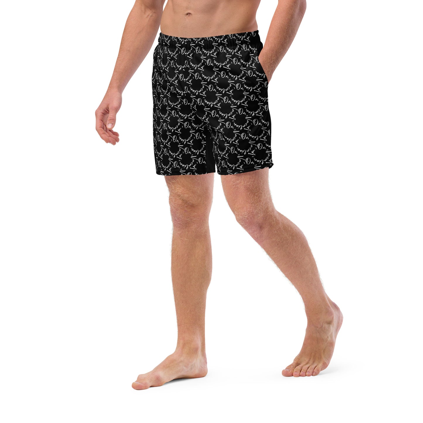 I.O.V-SPS24 Royalty B&W All-Over Print Recycled Swim Trunks