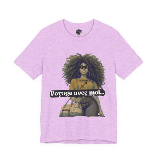 I.O.V-(Sagittarius) Voyage Avec Moi Afro Travel Girl Graphic Tee