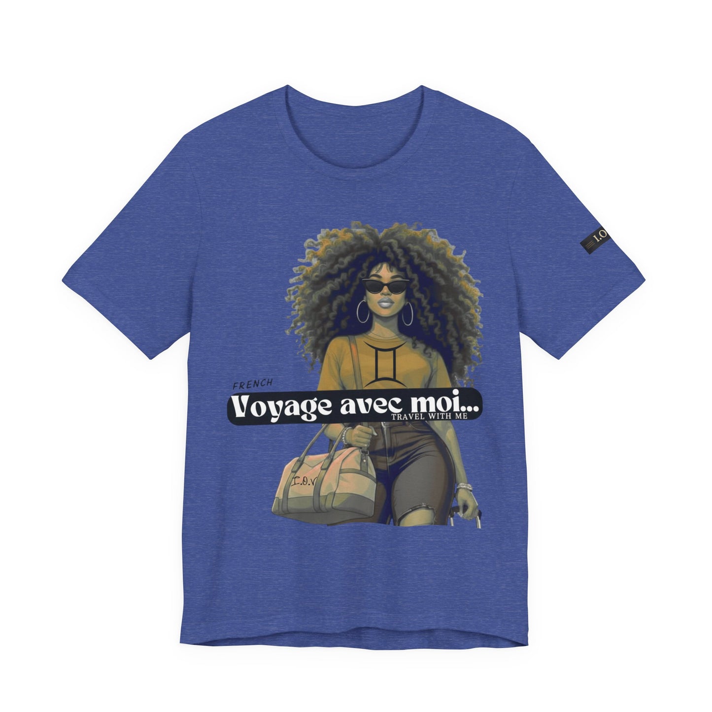 I.O.V-(Gemini) Voyage Avec Moi Afro Travel Girl Graphic Tee