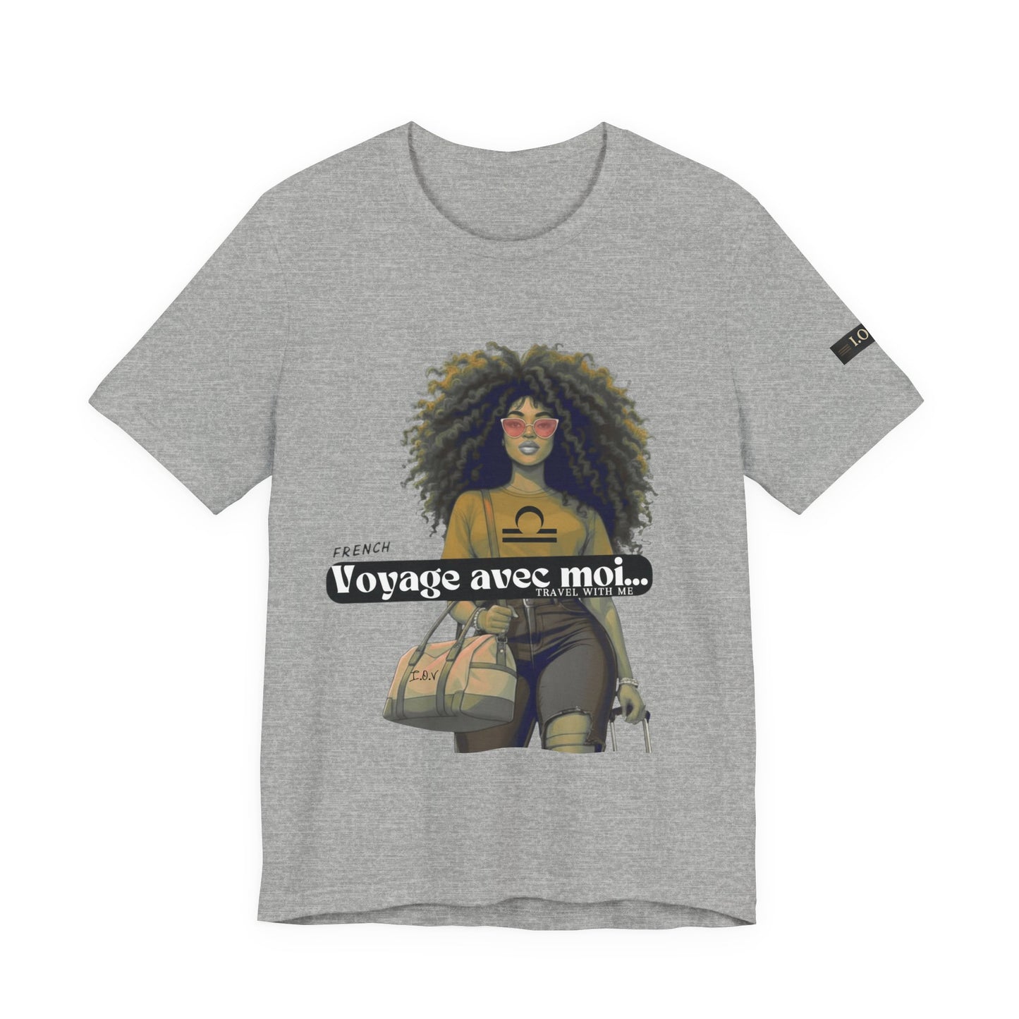 I.O.V-(Libra) Voyage Avec Moi Afro Travel Girl Graphic Tee