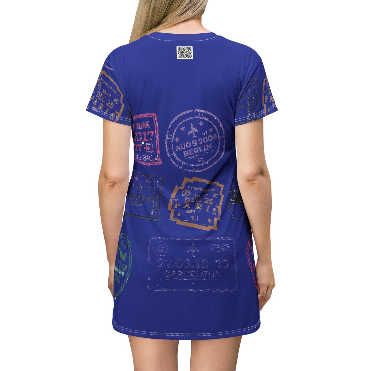 I.O.V-Paris LB Blue All Over Print T-Shirt Dress