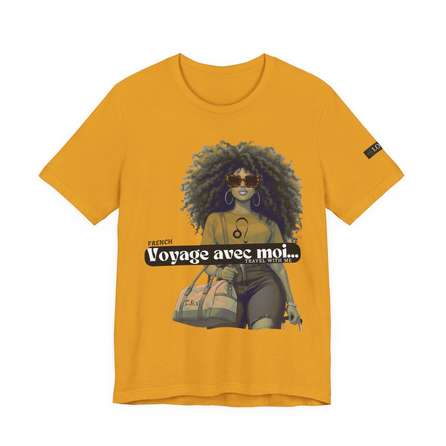 I.O.V-(Leo) Voyage Avec Moi Afro Travel Girl Graphic Tee