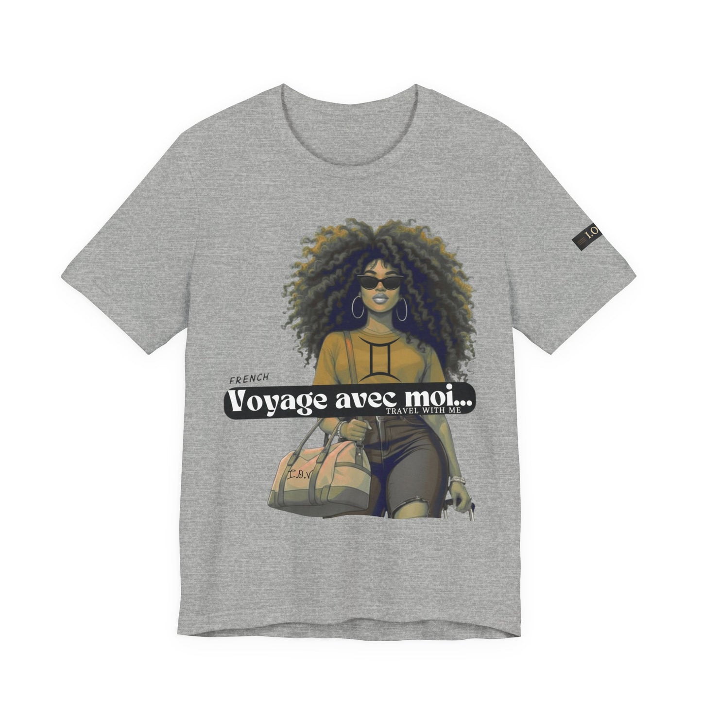 I.O.V-(Gemini) Voyage Avec Moi Afro Travel Girl Graphic Tee