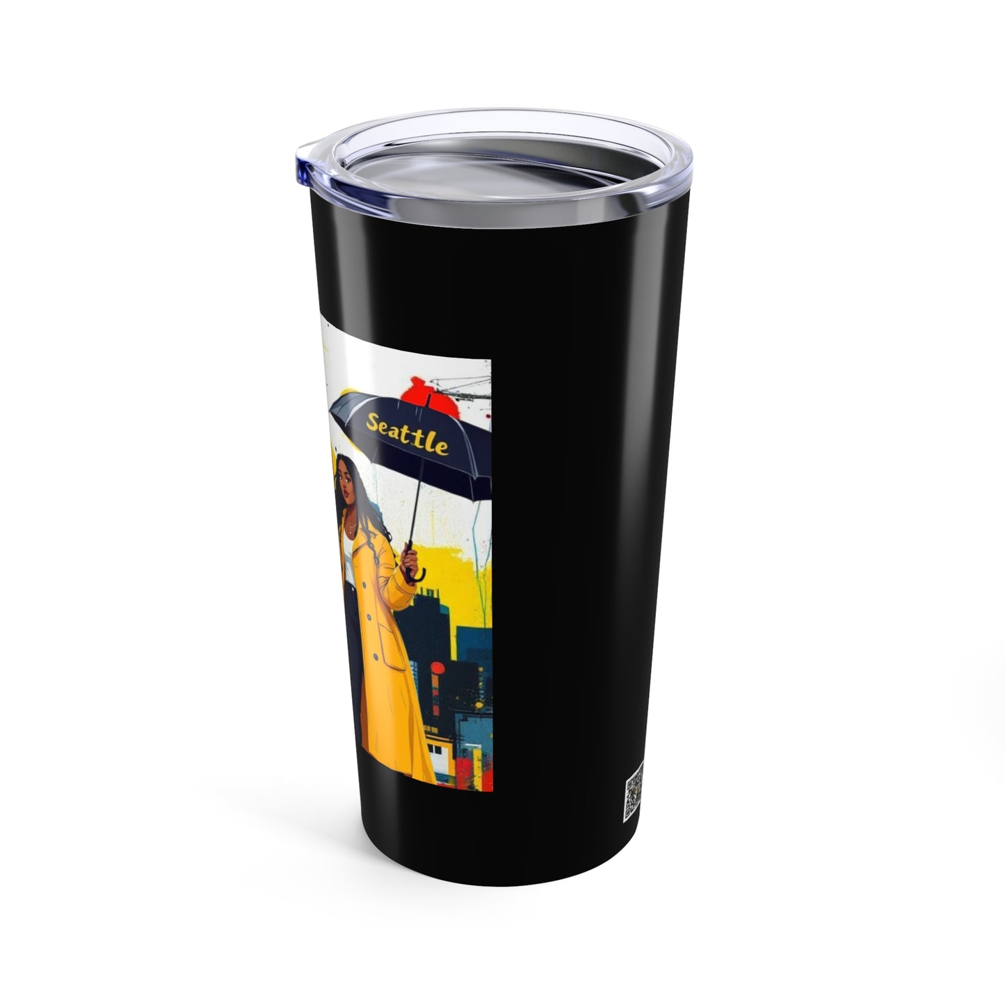 I.O.V-Seattle 206 Colorful Skyline 20oz Tumbler - Black & White Space Needle Travel Cup
