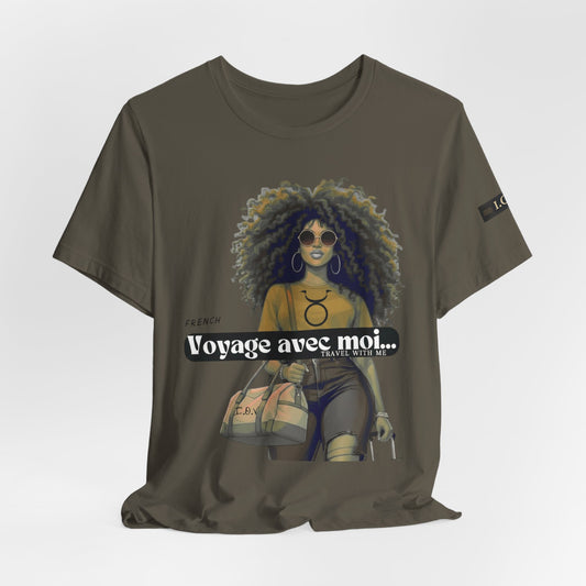I.O.V-(Taurus) Voyage Avec Moi Afro Travel Girl Graphic Tee