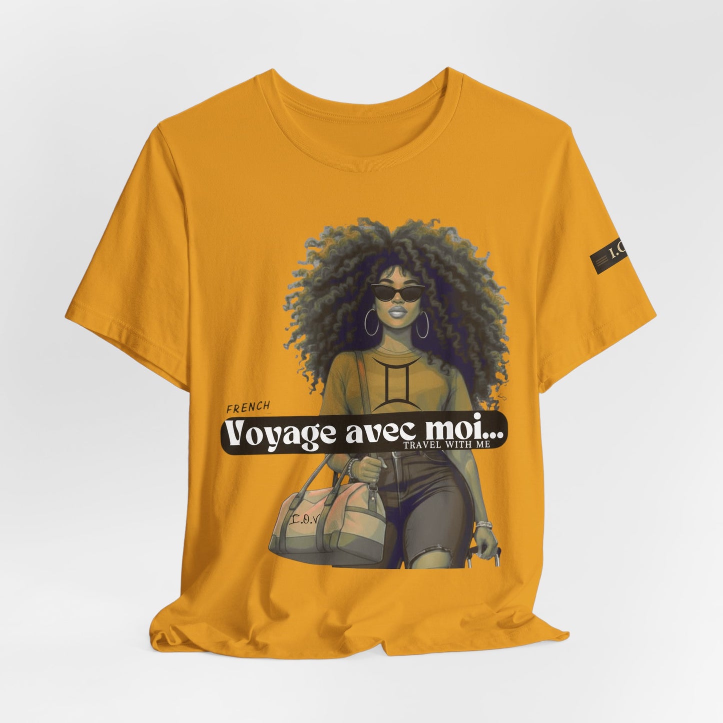 I.O.V-(Gemini) Voyage Avec Moi Afro Travel Girl Graphic Tee