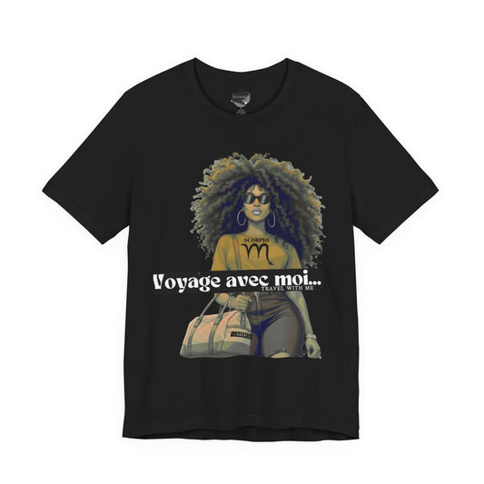 I.O.V-(Scorpio) Voyage Avec Moi Afro Travel Girl Graphic Tee
