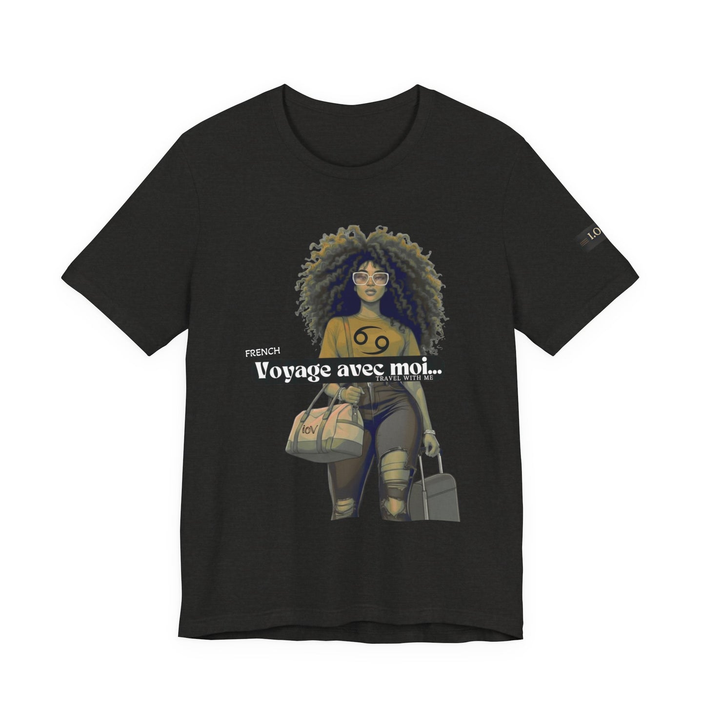 I.O.V-(Cancer) Voyage Avec Moi Afro Travel Girl Graphic Tee