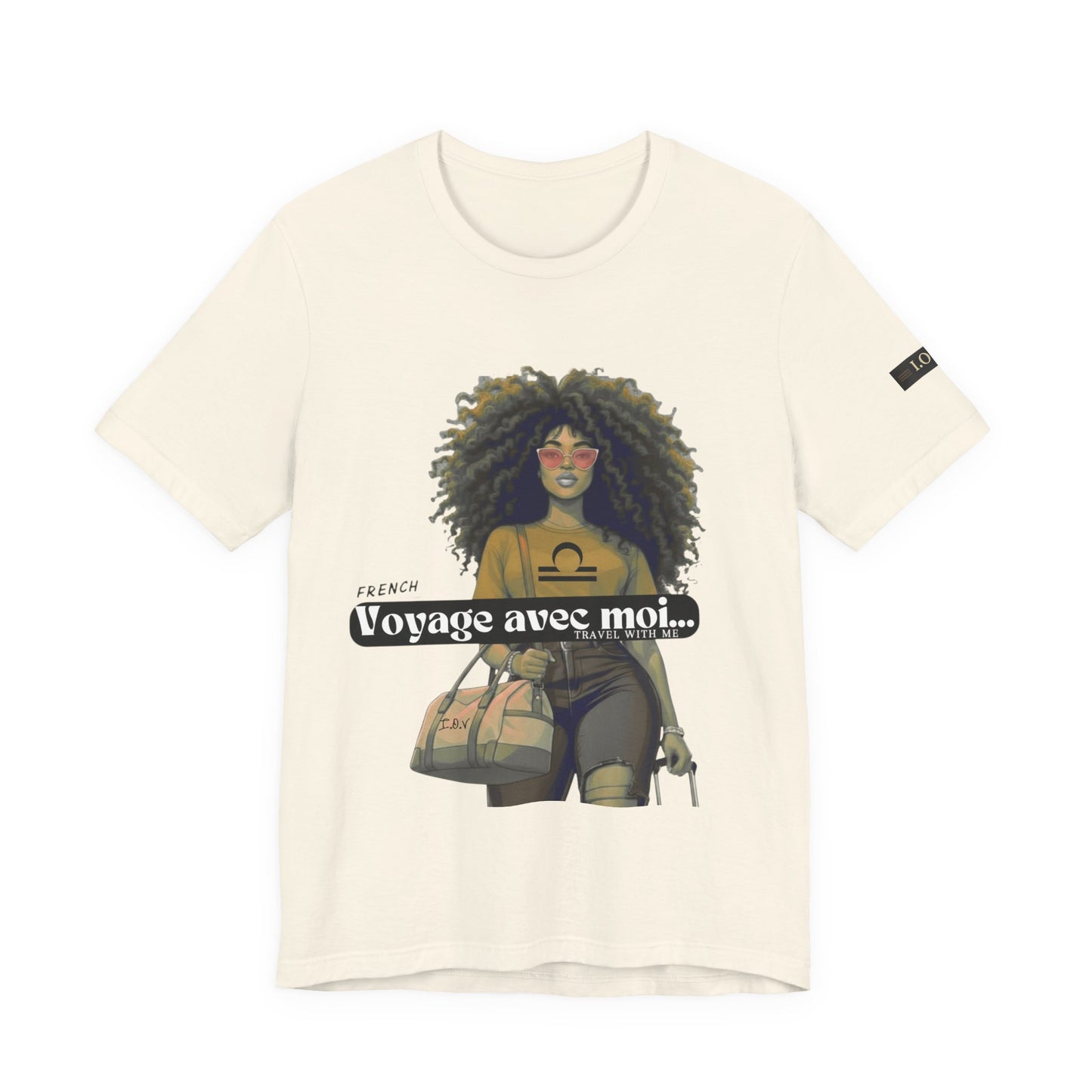 I.O.V-(Libra) Voyage Avec Moi Afro Travel Girl Graphic Tee