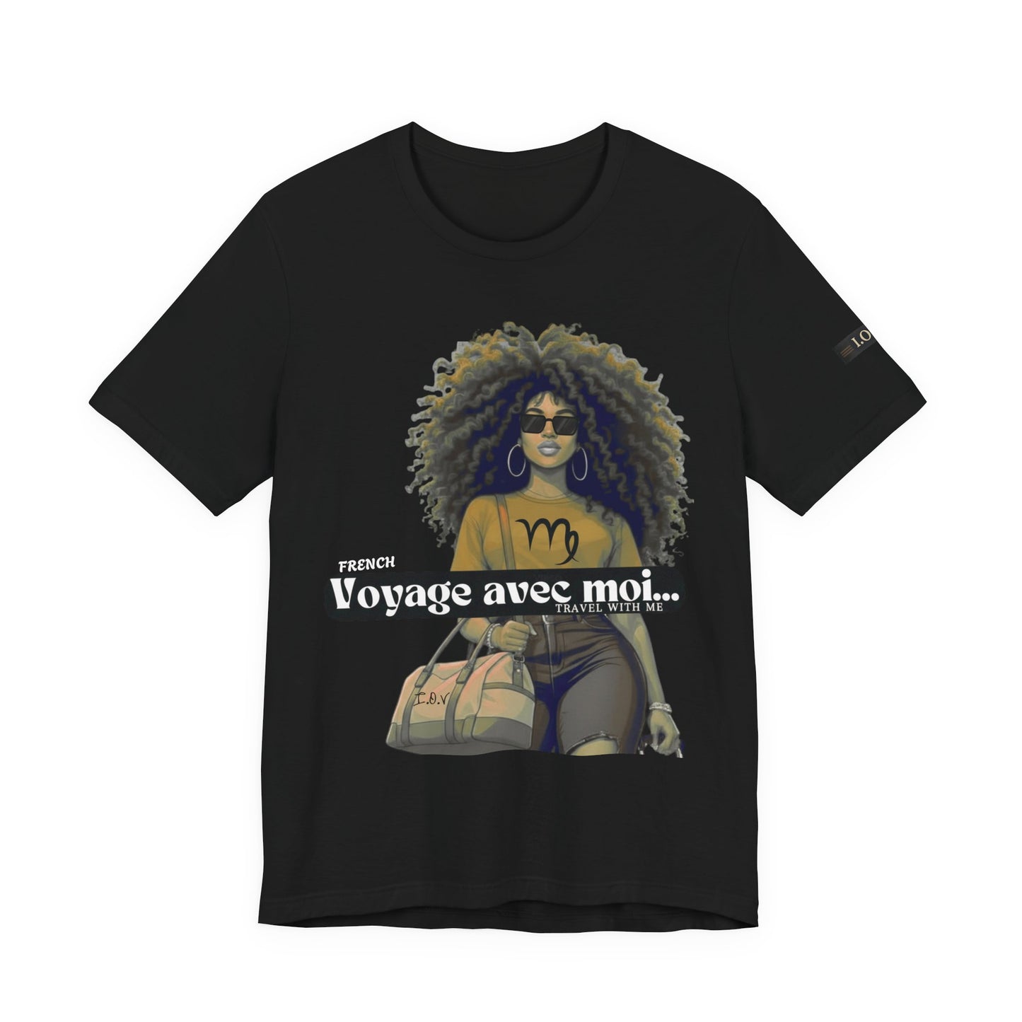 I.O.V-(Virgo) Voyage Avec Moi Afro Travel Girl Graphic Tee