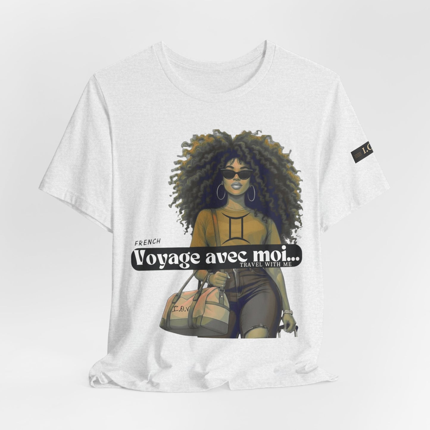 I.O.V-(Gemini) Voyage Avec Moi Afro Travel Girl Graphic Tee