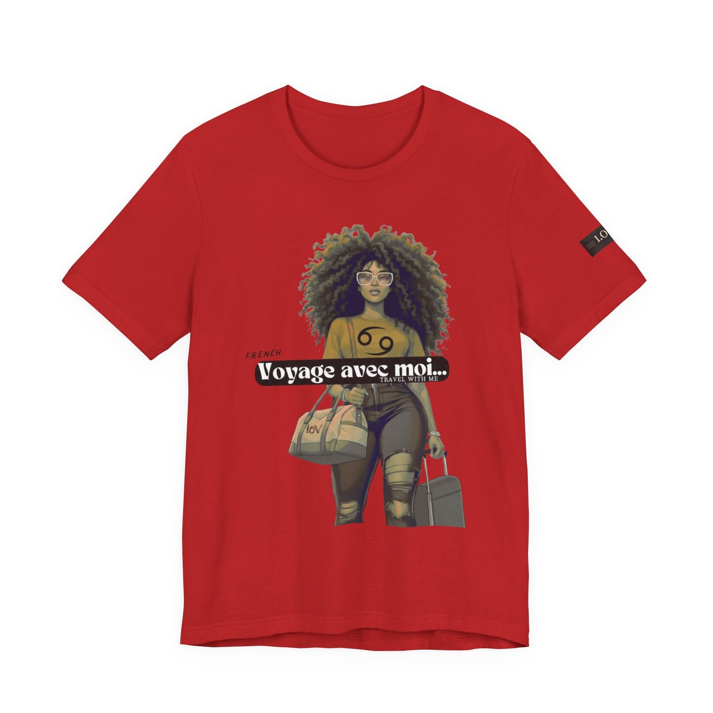 I.O.V-(Cancer) Voyage Avec Moi Afro Travel Girl Graphic Tee