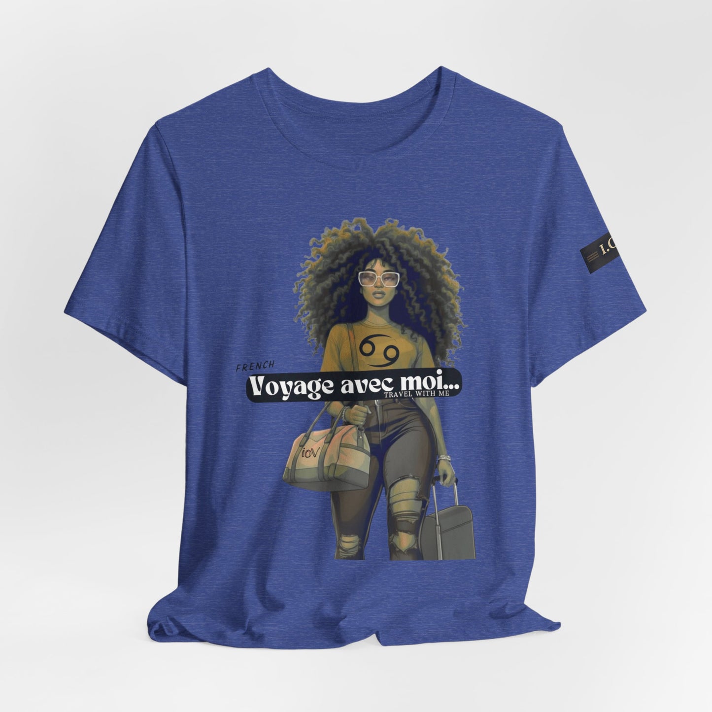 I.O.V-(Cancer) Voyage Avec Moi Afro Travel Girl Graphic Tee