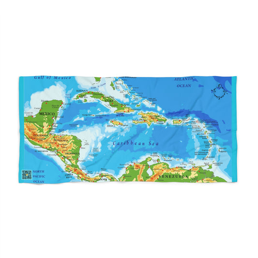 I.O.V-Caribbean Map Beach Towel