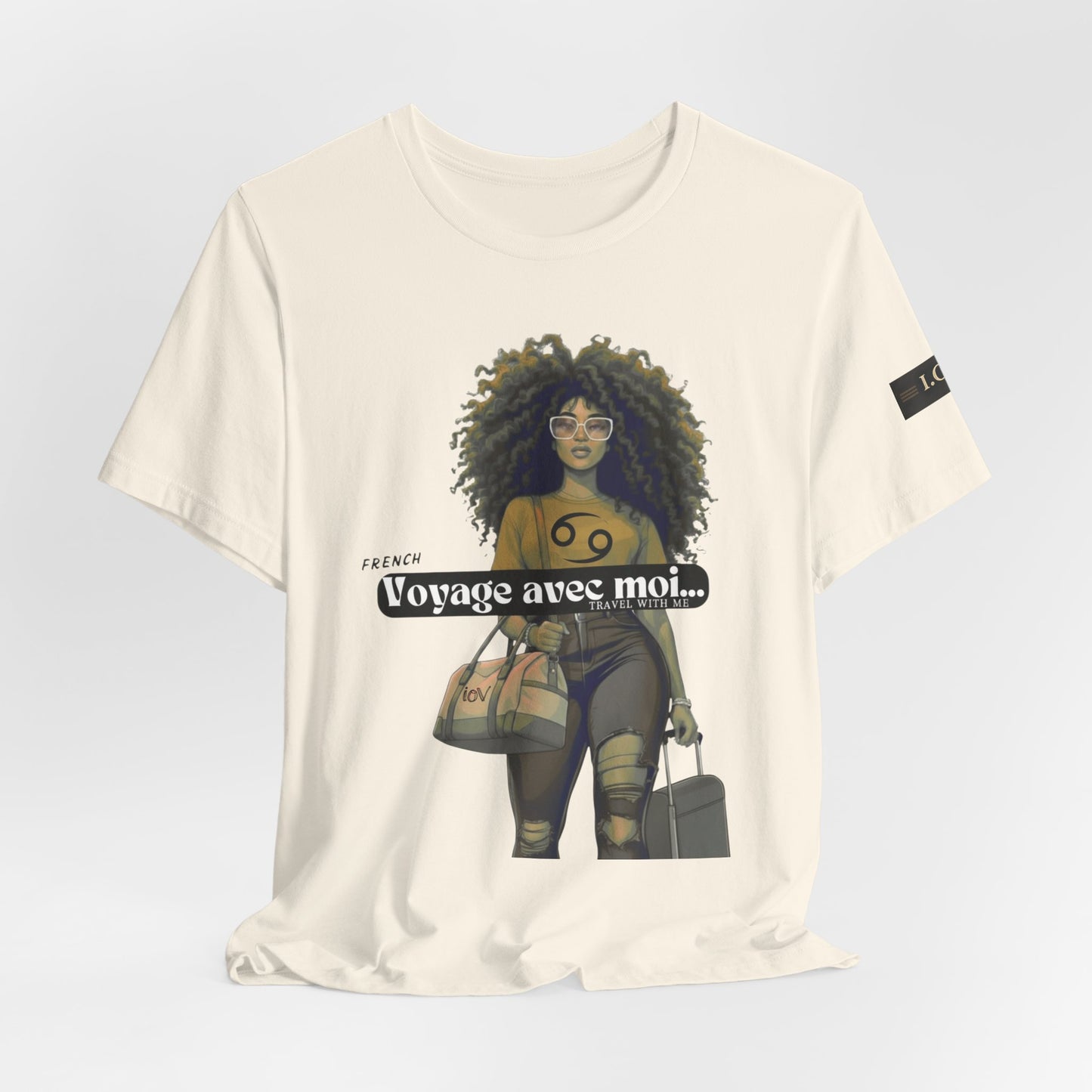 I.O.V-(Cancer) Voyage Avec Moi Afro Travel Girl Graphic Tee