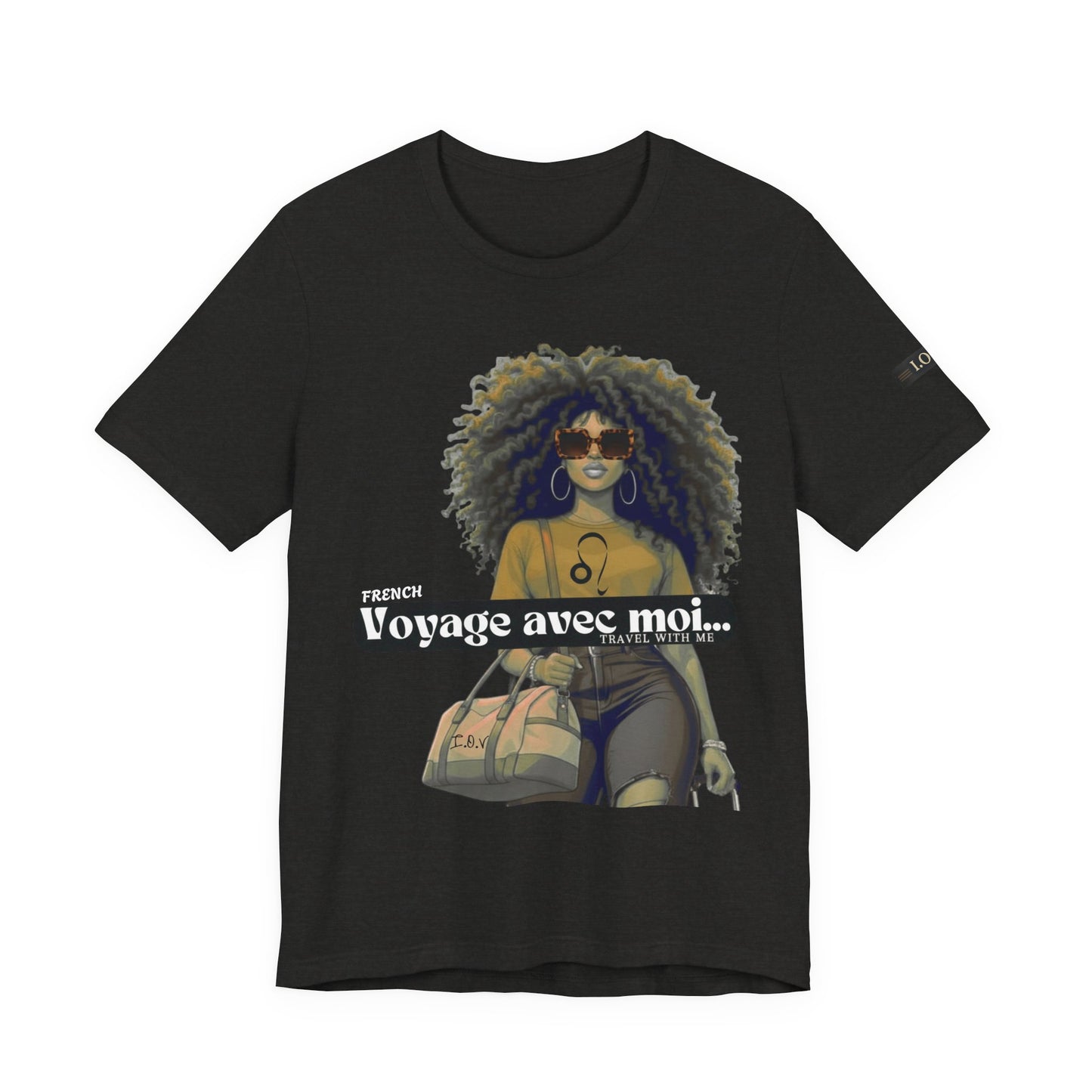 I.O.V-(Leo) Voyage Avec Moi Afro Travel Girl Graphic Tee