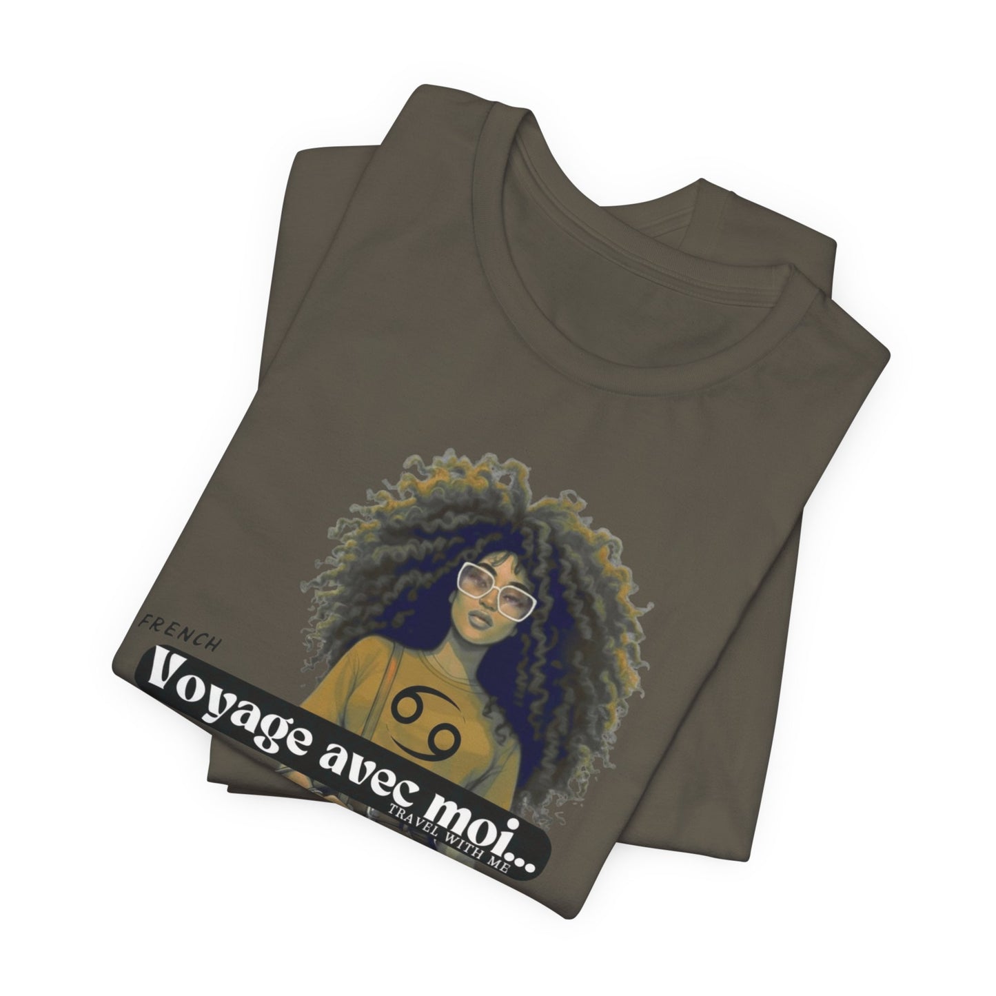 I.O.V-(Cancer) Voyage Avec Moi Afro Travel Girl Graphic Tee