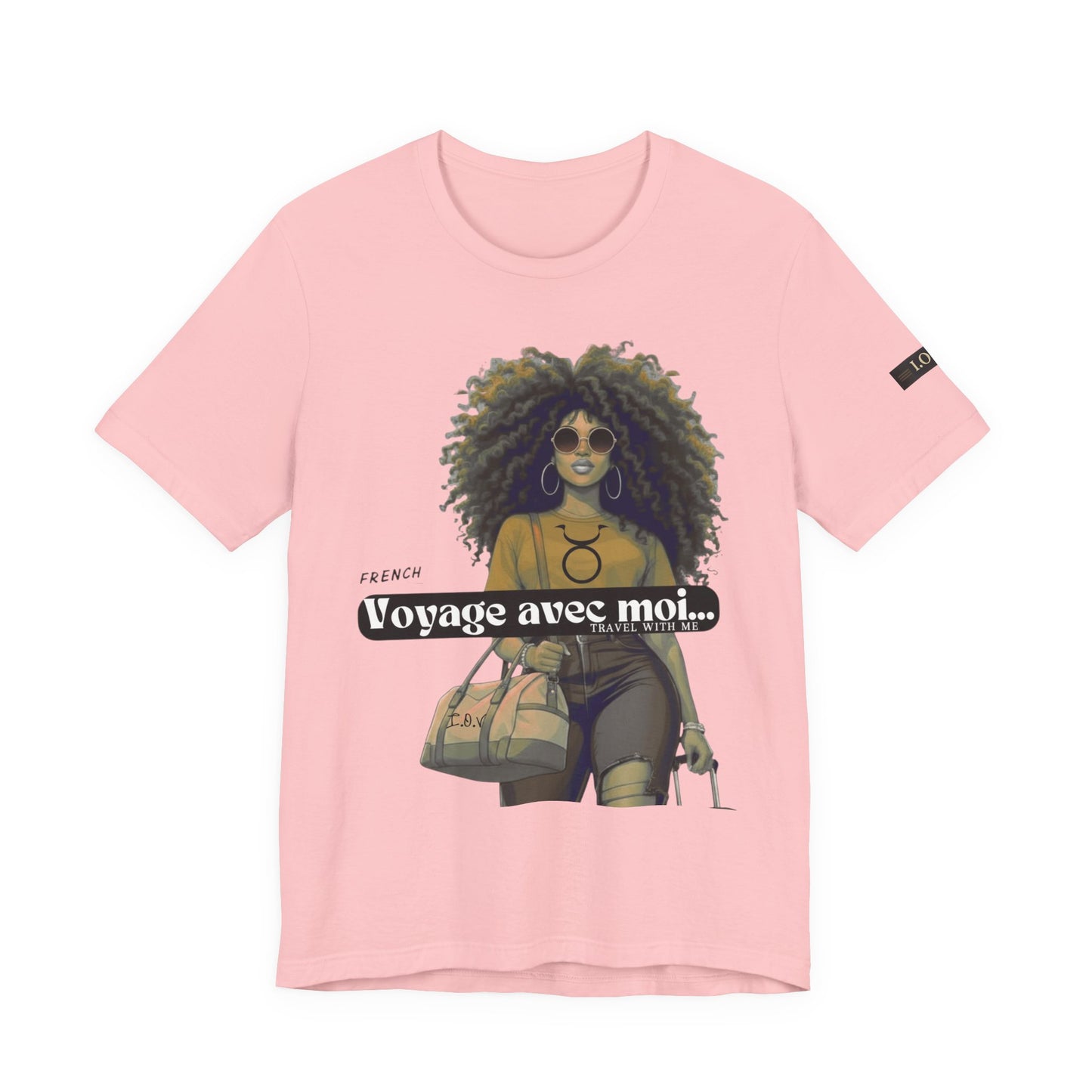 I.O.V-(Taurus) Voyage Avec Moi Afro Travel Girl Graphic Tee