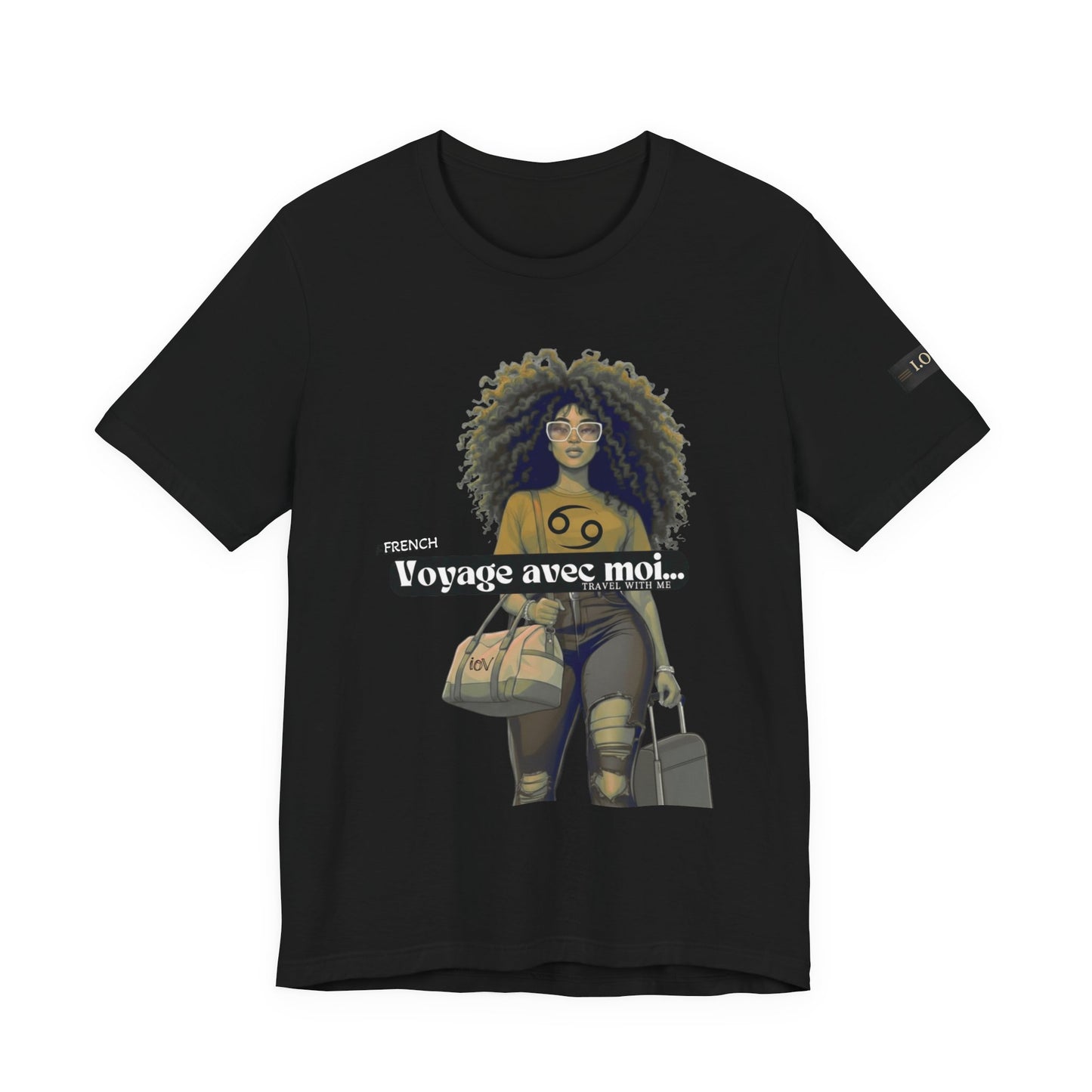 I.O.V-(Cancer) Voyage Avec Moi Afro Travel Girl Graphic Tee