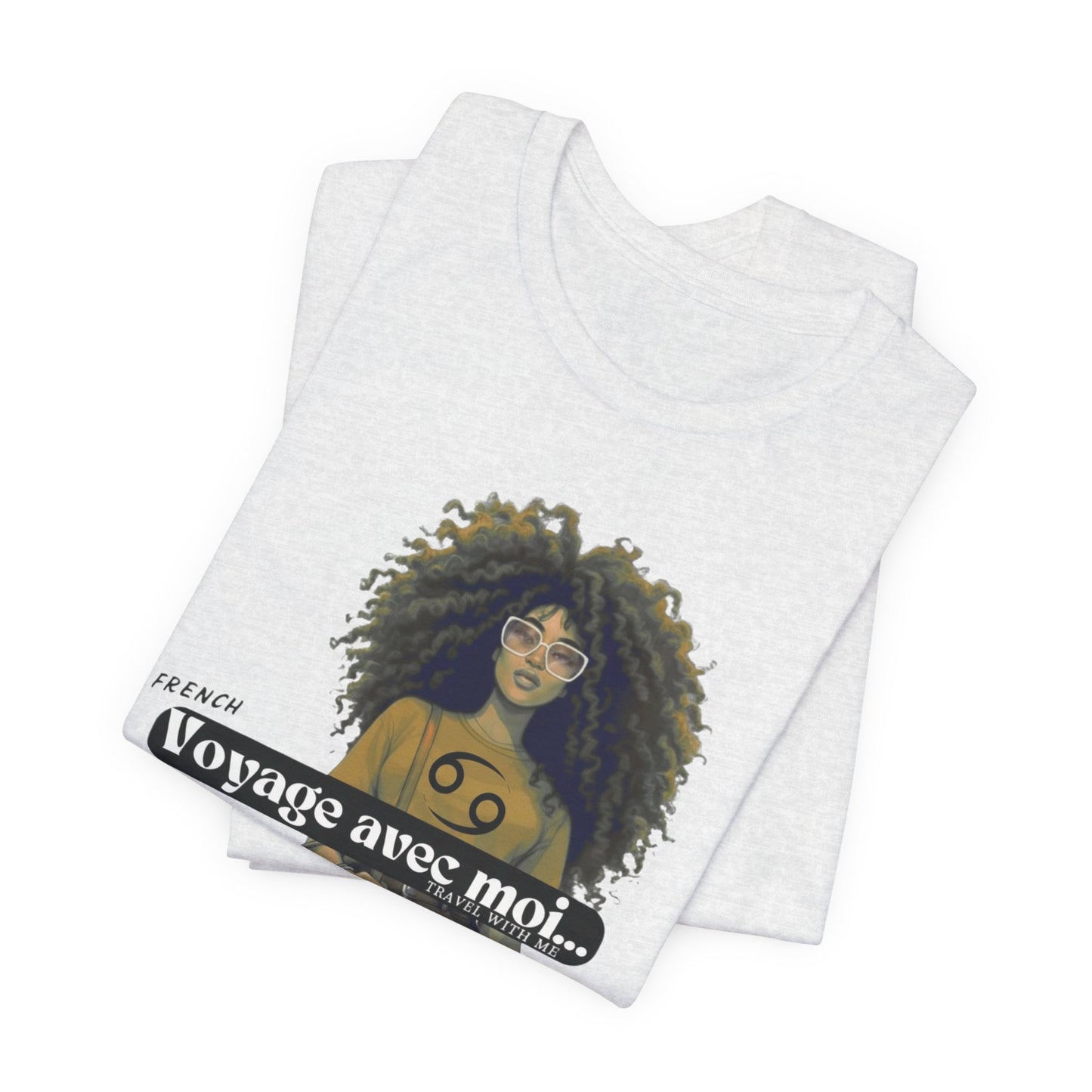 I.O.V-(Cancer) Voyage Avec Moi Afro Travel Girl Graphic Tee