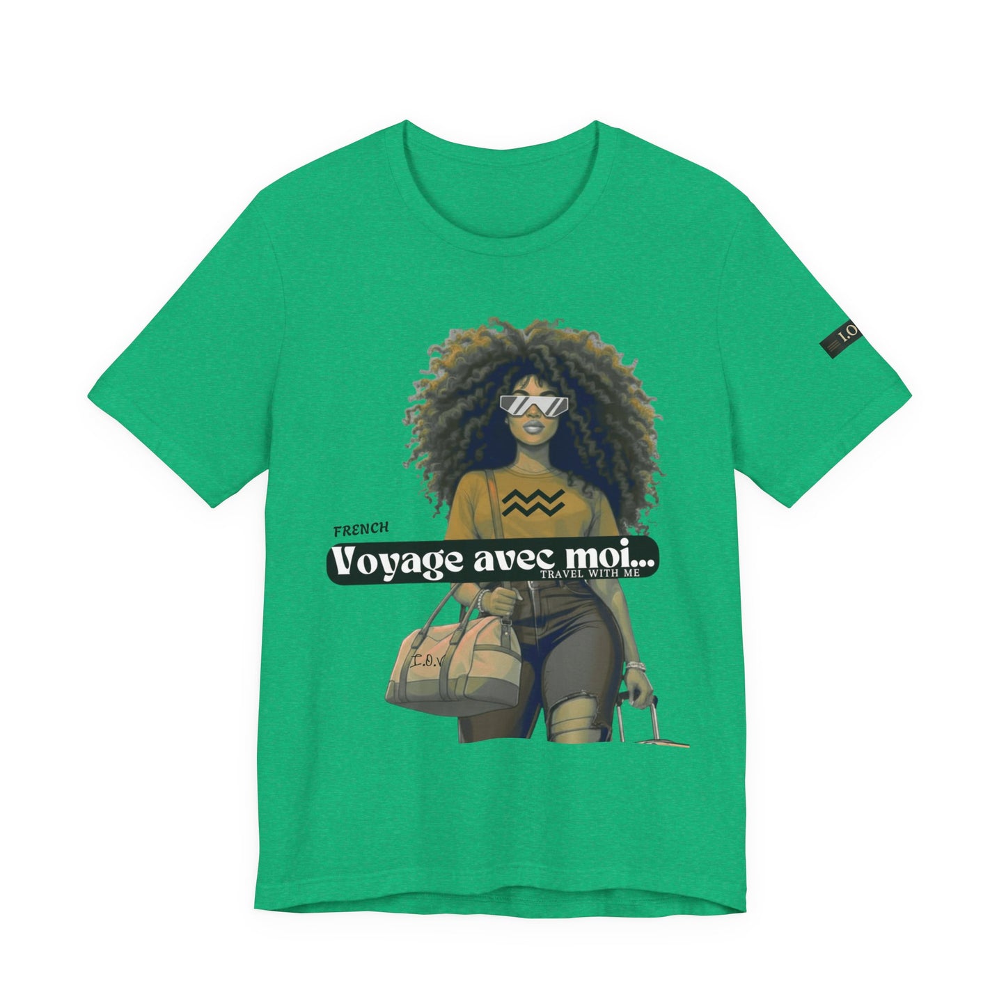 I.O.V-(Aquarius) Voyage Avec Moi Afro Travel Girl Graphic Tee