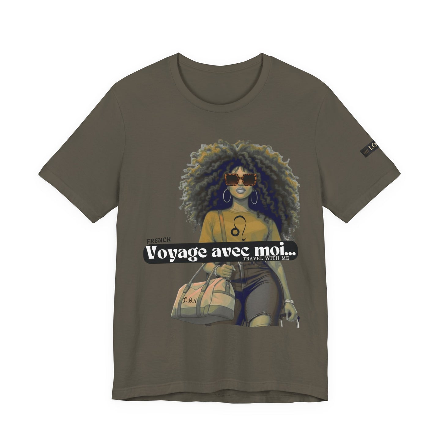 I.O.V-(Leo) Voyage Avec Moi Afro Travel Girl Graphic Tee