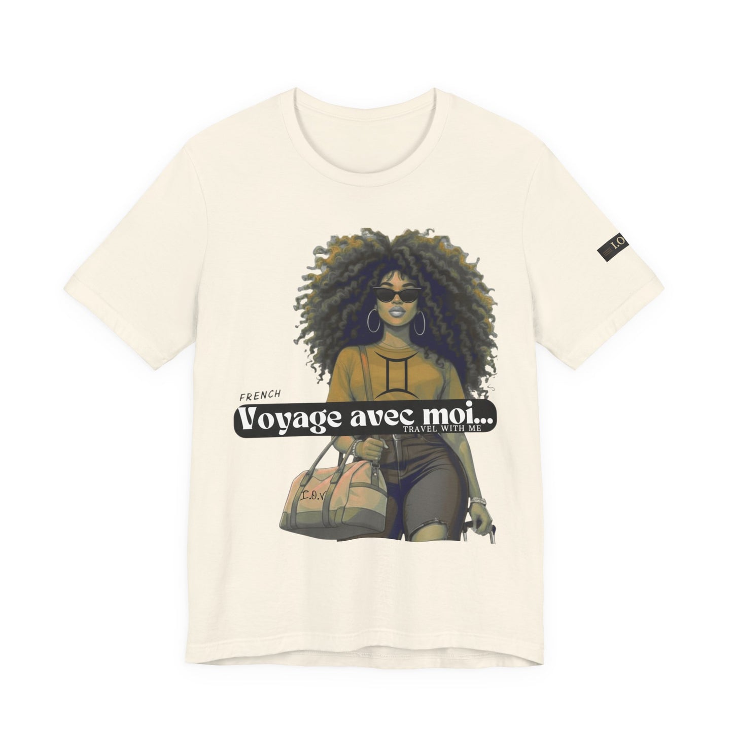 I.O.V-(Gemini) Voyage Avec Moi Afro Travel Girl Graphic Tee