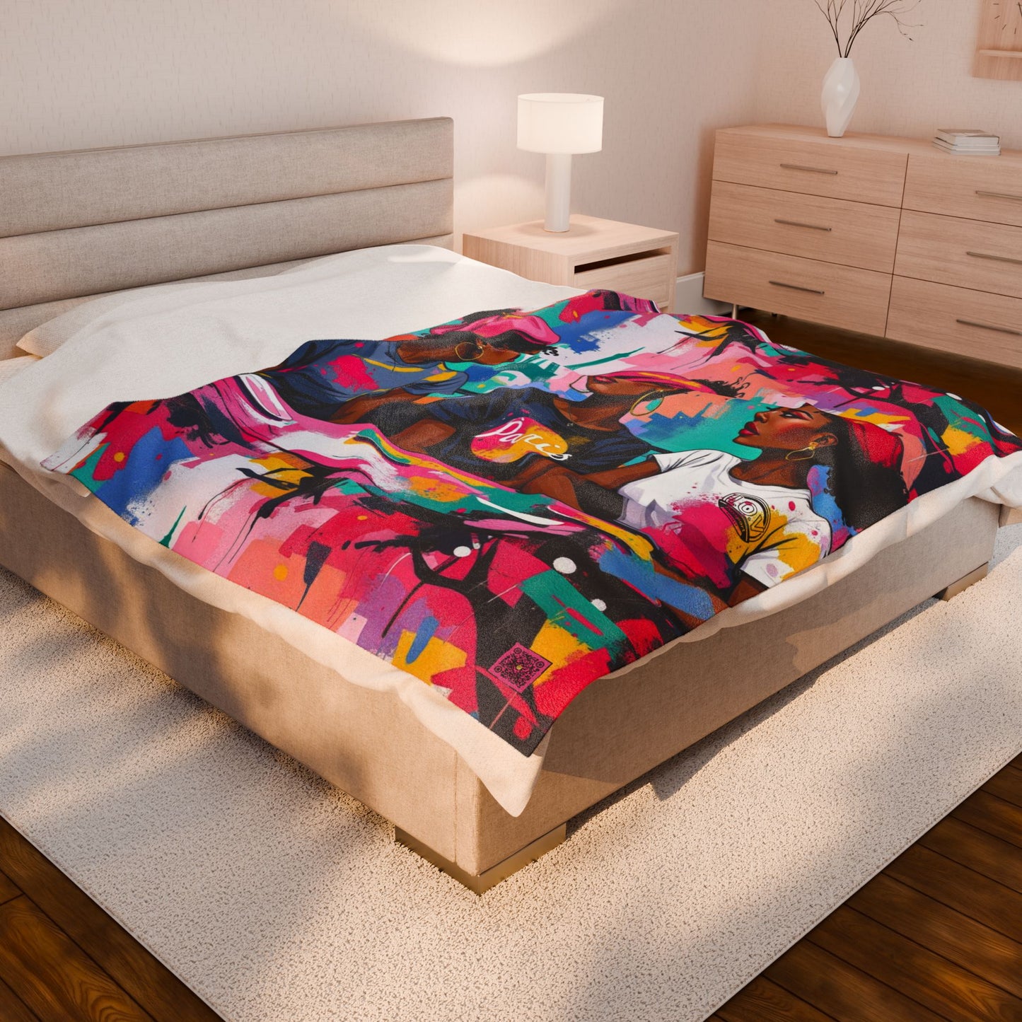 I.O.V-Paris Vibes (CDG) Velveteen Blanket — Colorful Parisienne Art Plush Throw