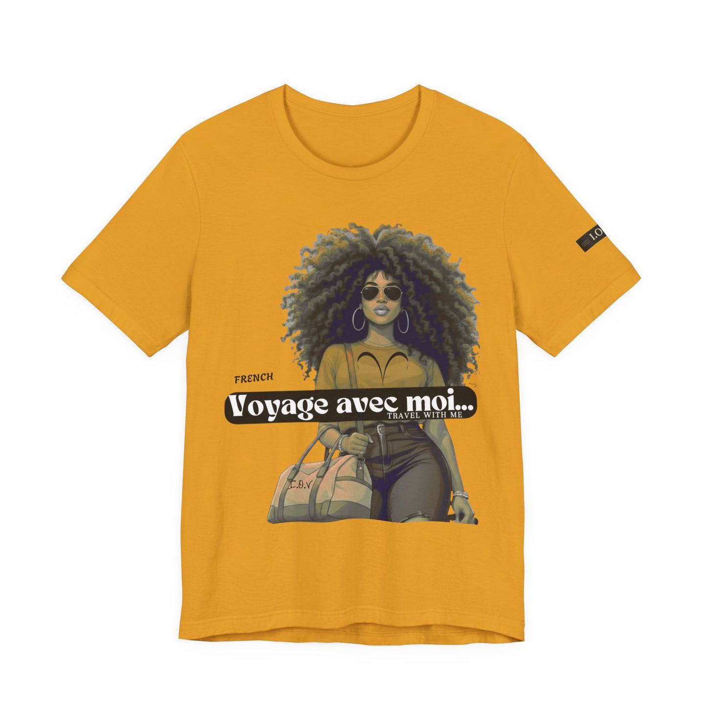 I.O.V-(Aries) Voyage Avec Moi Afro Travel Girl Graphic Tee
