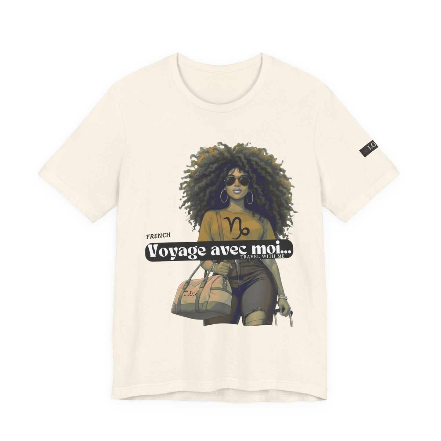 I.O.V-(Capricorn) Voyage Avec Moi Afro Travel Girl Graphic Tee