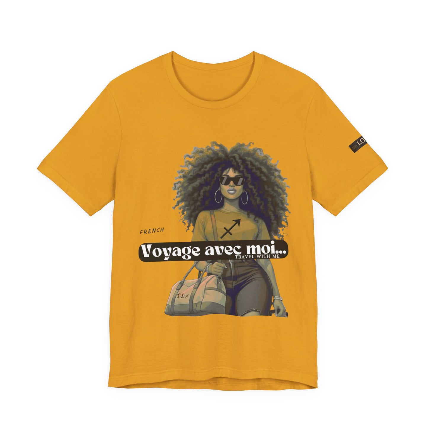 I.O.V-(Sagittarius) Voyage Avec Moi Afro Travel Girl Graphic Tee