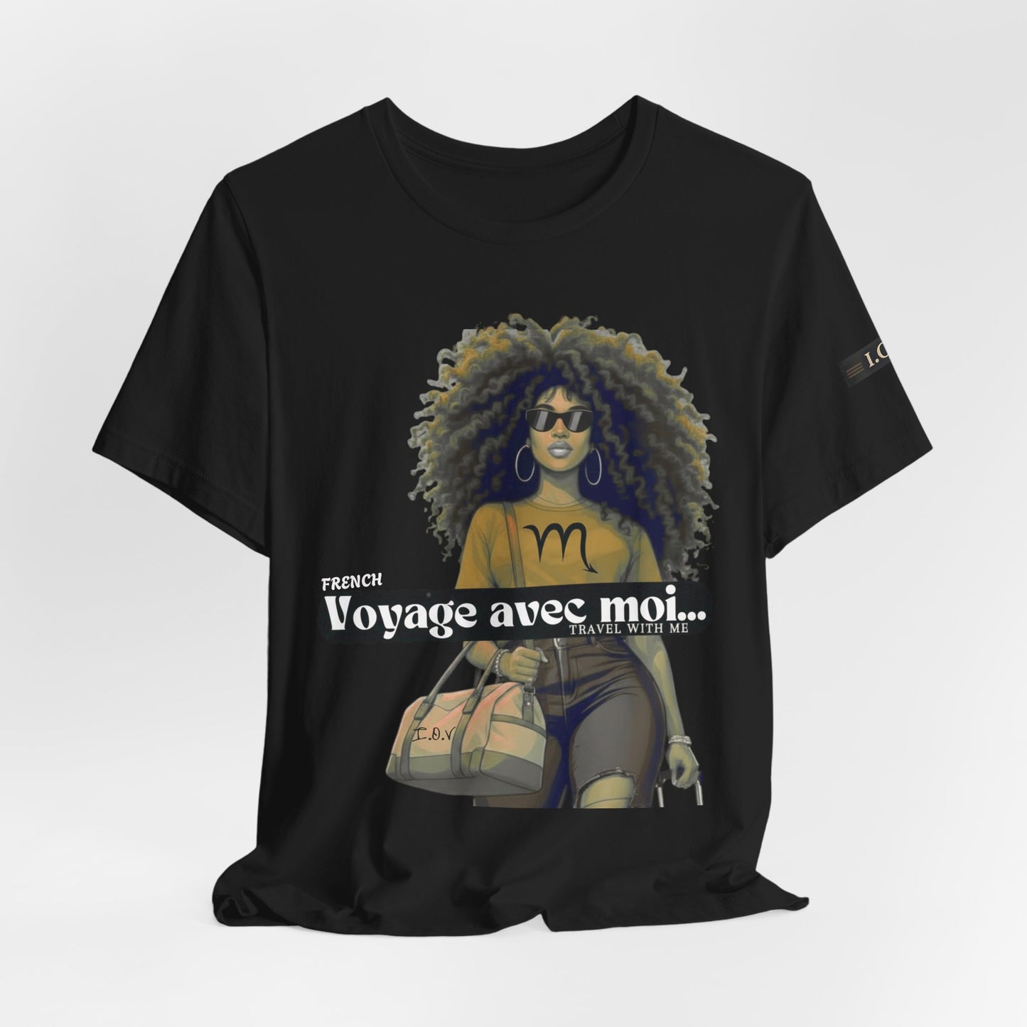 I.O.V-(Scorpio) Voyage Avec Moi Afro Travel Girl Graphic Tee