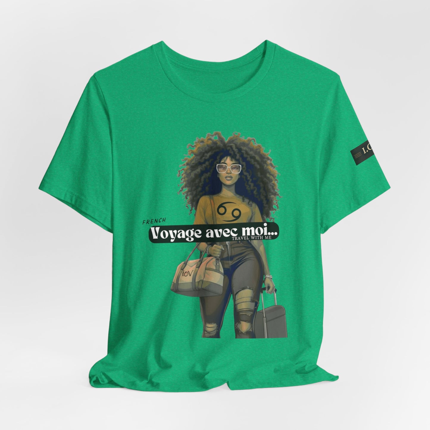 I.O.V-(Cancer) Voyage Avec Moi Afro Travel Girl Graphic Tee