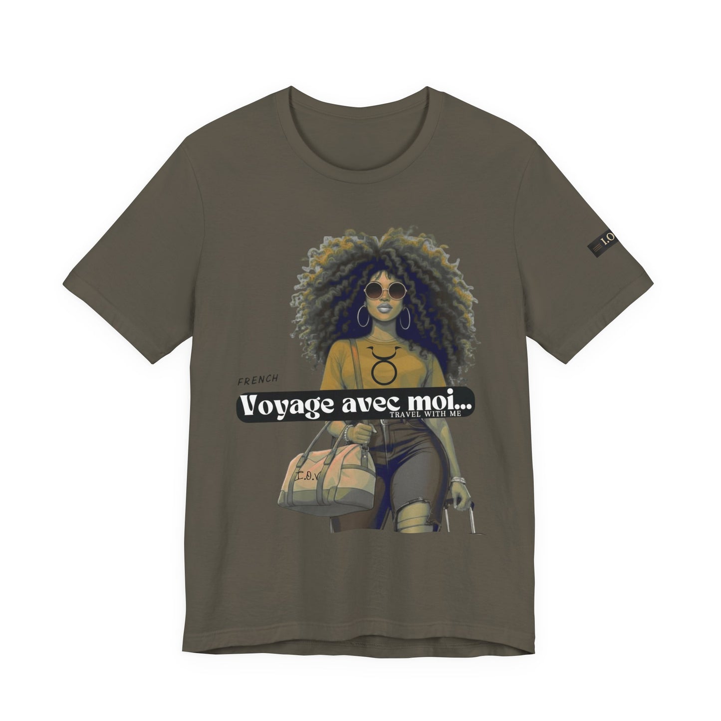I.O.V-(Taurus) Voyage Avec Moi Afro Travel Girl Graphic Tee