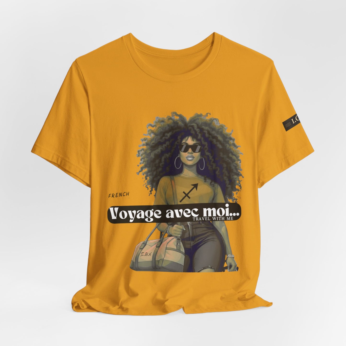 I.O.V-(Sagittarius) Voyage Avec Moi Afro Travel Girl Graphic Tee