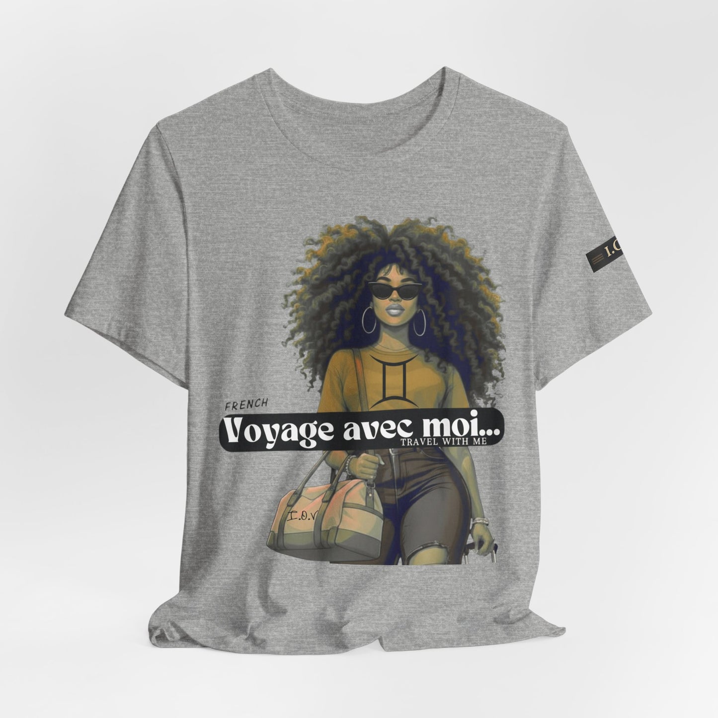 I.O.V-(Gemini) Voyage Avec Moi Afro Travel Girl Graphic Tee