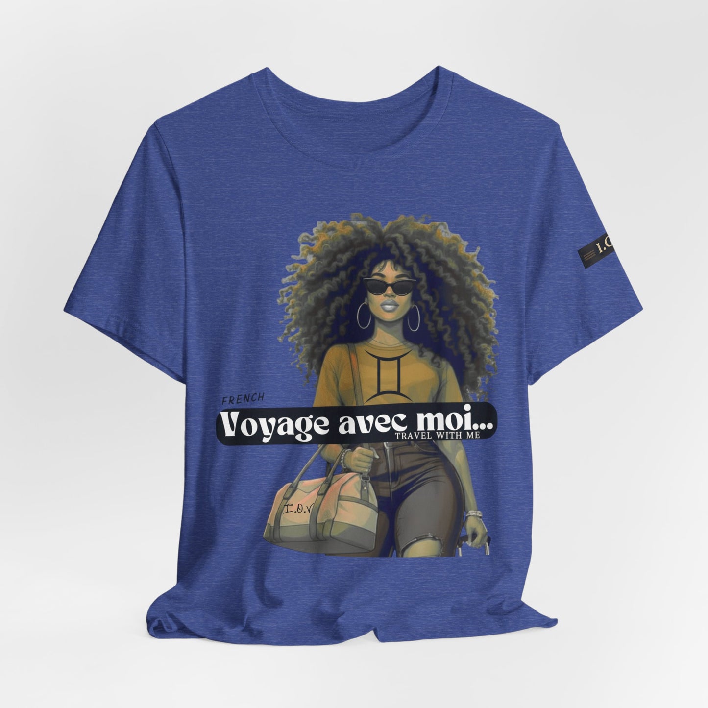 I.O.V-(Gemini) Voyage Avec Moi Afro Travel Girl Graphic Tee