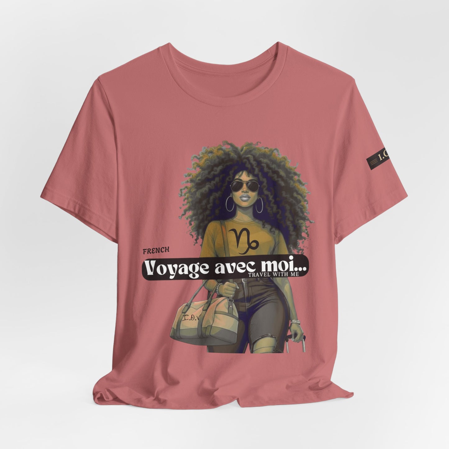 I.O.V-(Capricorn) Voyage Avec Moi Afro Travel Girl Graphic Tee