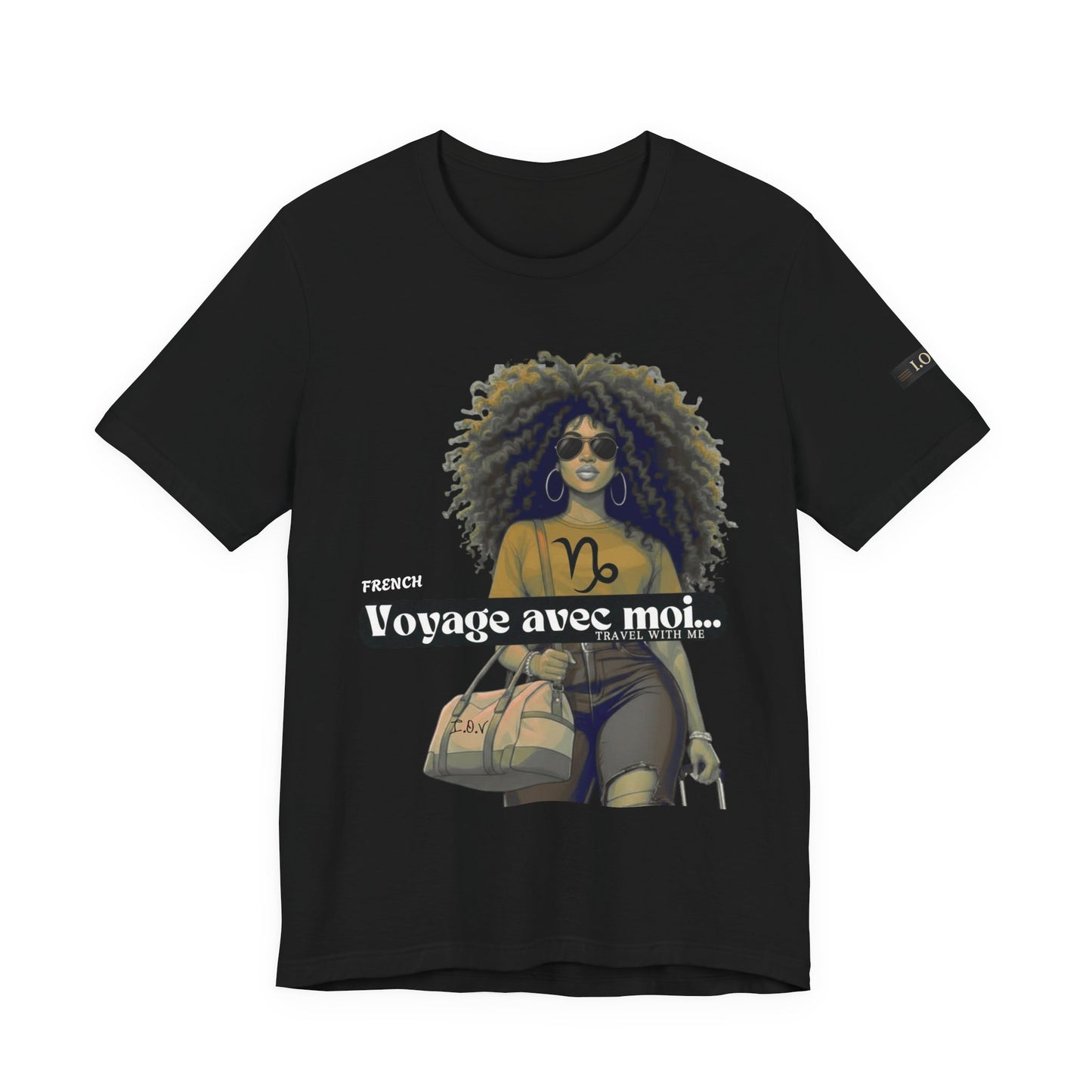 I.O.V-(Capricorn) Voyage Avec Moi Afro Travel Girl Graphic Tee