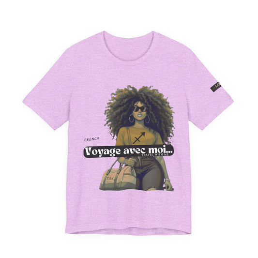 I.O.V-(Sagittarius) Voyage Avec Moi Afro Travel Girl Graphic Tee
