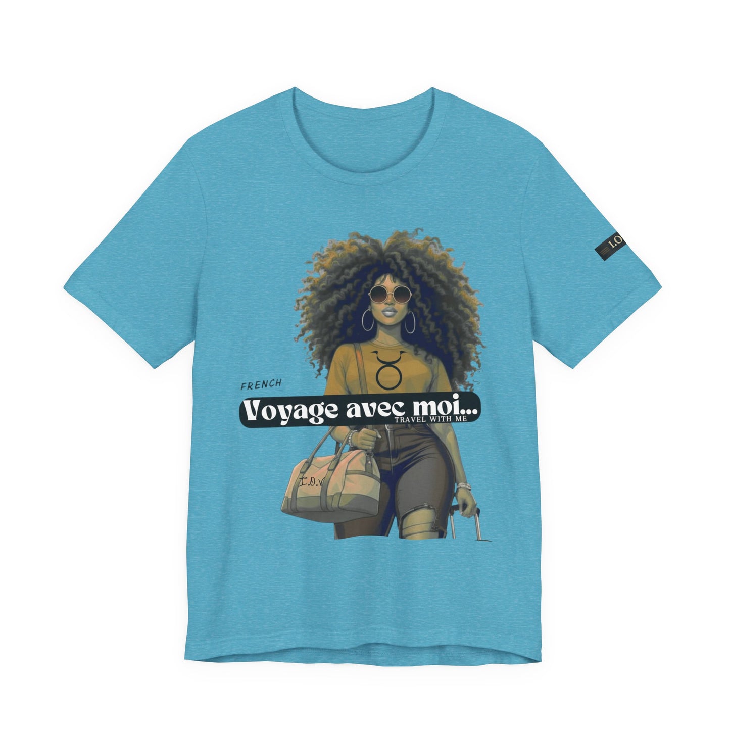 I.O.V-(Taurus) Voyage Avec Moi Afro Travel Girl Graphic Tee